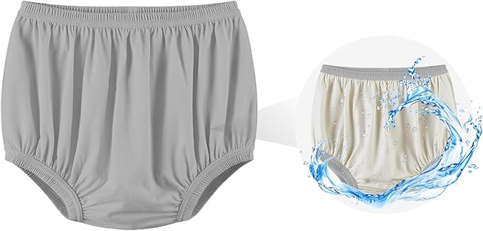 Adult Diaper Cover for Incontinence Noiseless Leak-Protection Underwear Plastic Pants Over Diapers Waterproof Rubber Pants (Gray, 2XL(Men Size))