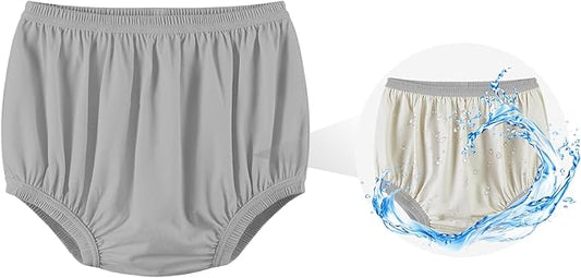 Adult Diaper Cover for Incontinence Noiseless Leak-Protection Underwear Plastic Pants Over Diapers Waterproof Rubber Pants (Gray, 5XL(Men Size))
