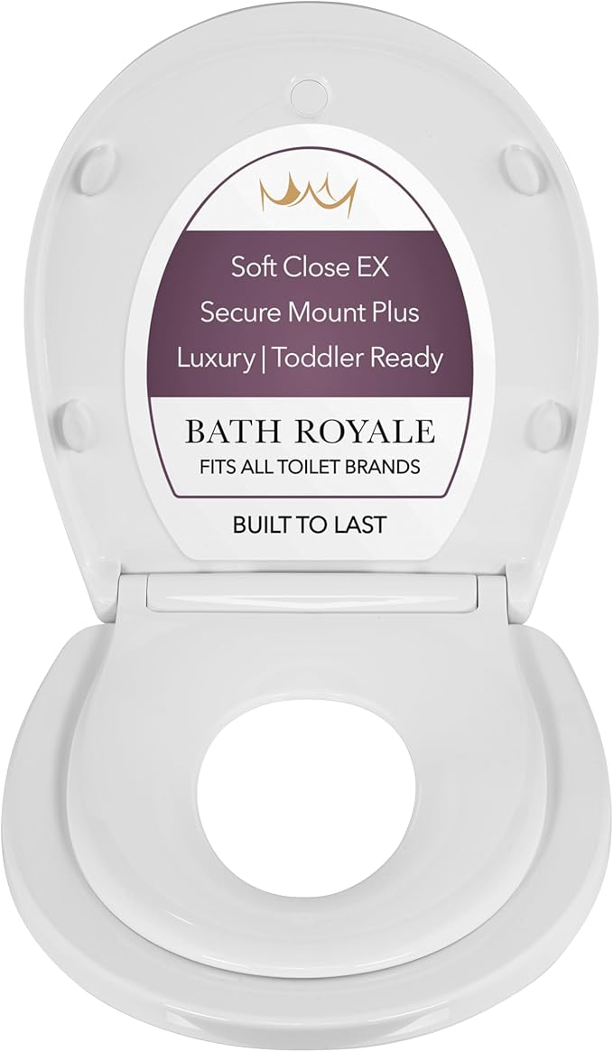 BATH ROYALE Potty Training Seat - Soft Close, Kingsport BR720-00, Round White, Adult & Child Combo