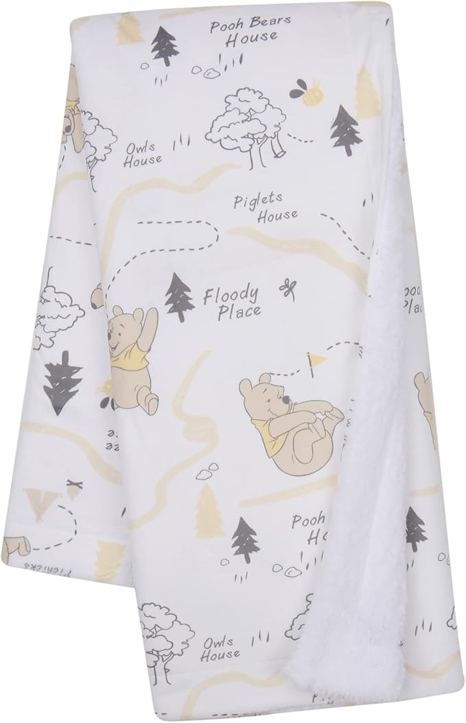Lambs & Ivy Disney Baby Pooh and The Hundred Acre Woods White Baby Blanket
