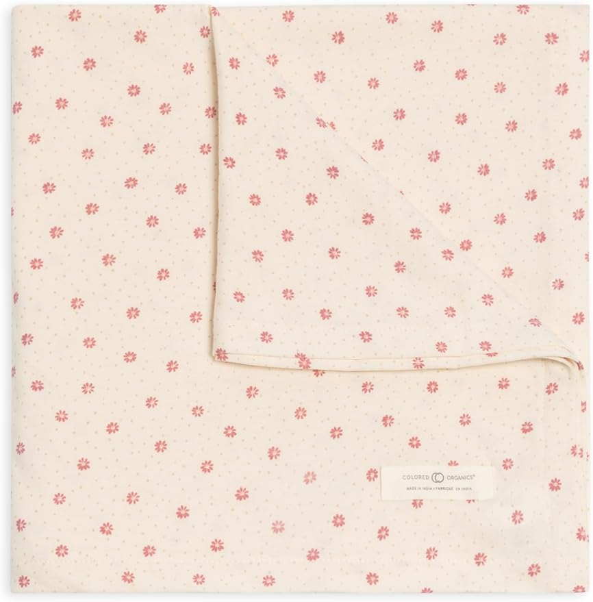 Colored Organics Baby Organic Cotton Swaddle - Infant Receiving Blanket - Carla Floral/Punch