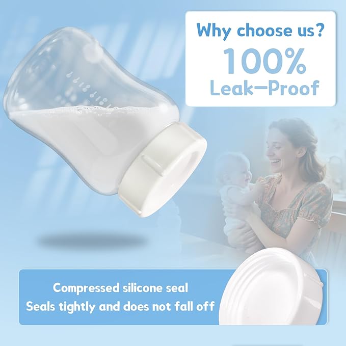 8pcs Wide Bottle Caps Compatible for Wide-Neck Natural Flow Dr Brown Bottles,BPA Free Travel and Storage Baby Bottle Lids Replacement Parts with Sealing Gasket for Baby Bottles Accessory (White)