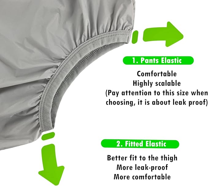 AQX Adult Leakproof Underwear for Incontinence, Washable Low Noise Reusable Adult Diaper Cover, Grey Plastic Pants Cover Unisex 2Pcs