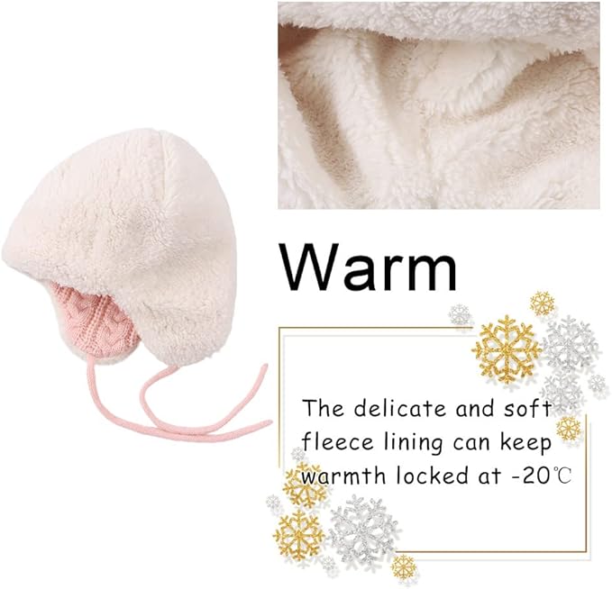 Winter Kids Beanie Hat Baby Knitted Hats Fleece Earflap Beanie Windproof Warm Toddler Beanies Boys Girls 0-8 Years