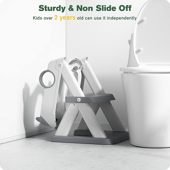 Potty Training Seat, Upgrade Toddler Toilet Seat for Kids Boys Girls, 2 in 1 Potty Training Toilet, Splash Guard Anti-Slip Pad Step Stool