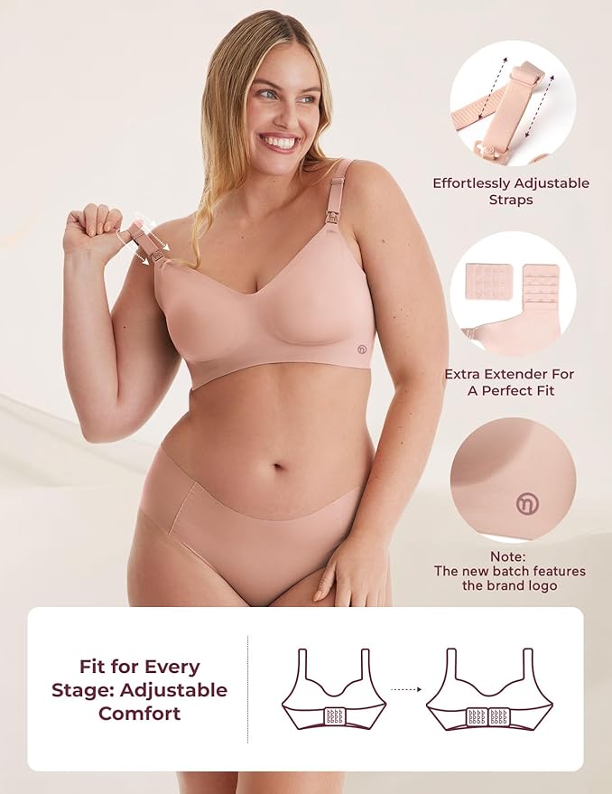 Momcozy Nursing Bras for Breastfeeding, YN21 Seamless Ultra Comfort Maternity Bra, Natural Shape, Pregnancy Sleep Bralette