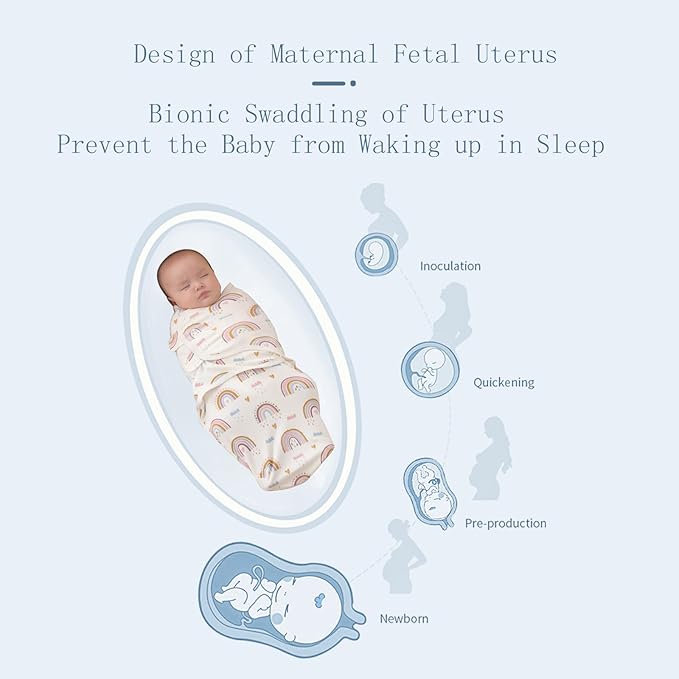 insular Baby Swaddle Wrap, Swaddle Blanket for Newborn and Infant, Adjustable Velcro Swaddling Set for Boy and Girl, Soft Cotton Baby Sleep Sack 3 Pack, Beige Swan, Medium(3-6 Month)