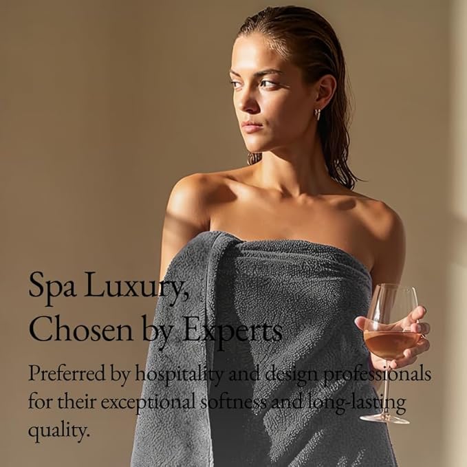 Italic Serene Ultraplush Cotton Towel Set, 4-Piece, 2 Bath Towels + 2 Hand Towels, Charcoal, Large, 800GSM, 100% Cotton, Heavy Duty, Resort Grade Towels (Charcoal)