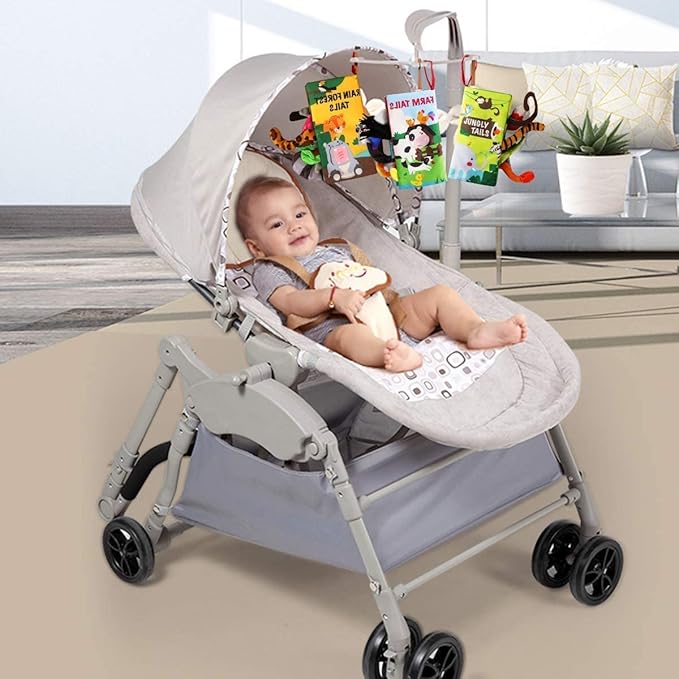 beiens Baby Books Toys, Baby Books 0-6 Months, 3PCS Touch and Feel Cloth Crinkle Soft Books, Toys for 0-3-6-12-18 Months Infant Newborn Baby Boy Girl Shower Gifts Set