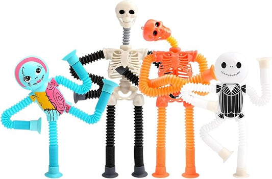 4Pcs Telescopic Suction Cup Halloween Toys,Sensory Toys for Kids 3-5 5-7,Toddler Toy,Fidget Toy,Toddler Travel Essential for Airplane,Pop Tubes, Christmas Stocking for Kids Boys Girls L