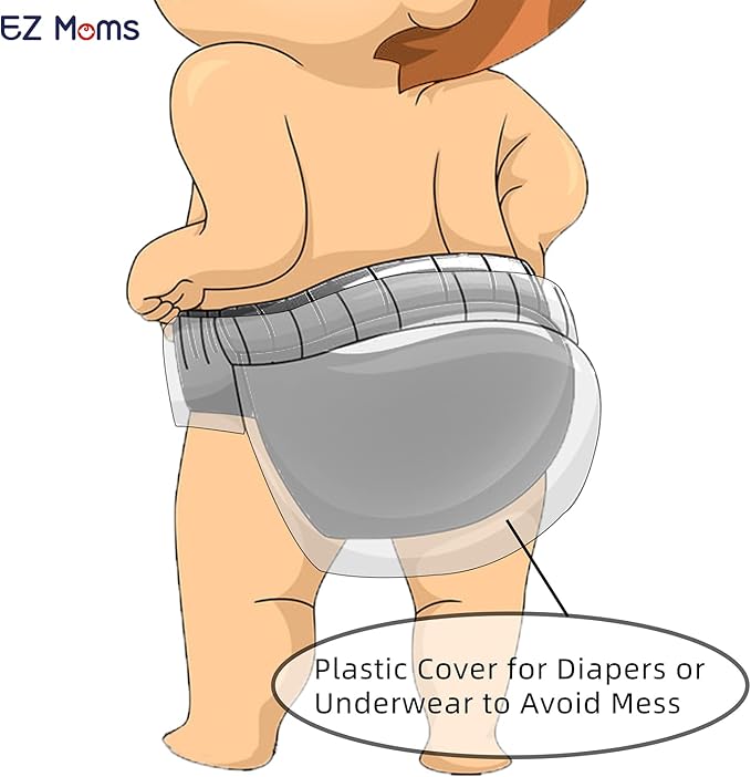 EZ Moms 4 Packs Plastic Underwear for Potty Training Waterproof Cloth Diaper Covers for Girls and Boys Soft Rubber Pants for Potty Training Soft Reusable White Diaper Cover with Baby Washable Wipes 3T