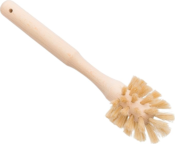 Redecker Bottle Brush Cleaner - Horsehair and Beechwood Handle for Vases, Pitchers, Mugs, and Baby Bottles, 8-3/4 Inch, Dense Natural Bristles - Wooden Bottle Brush - Bottle Brush Wood Handle