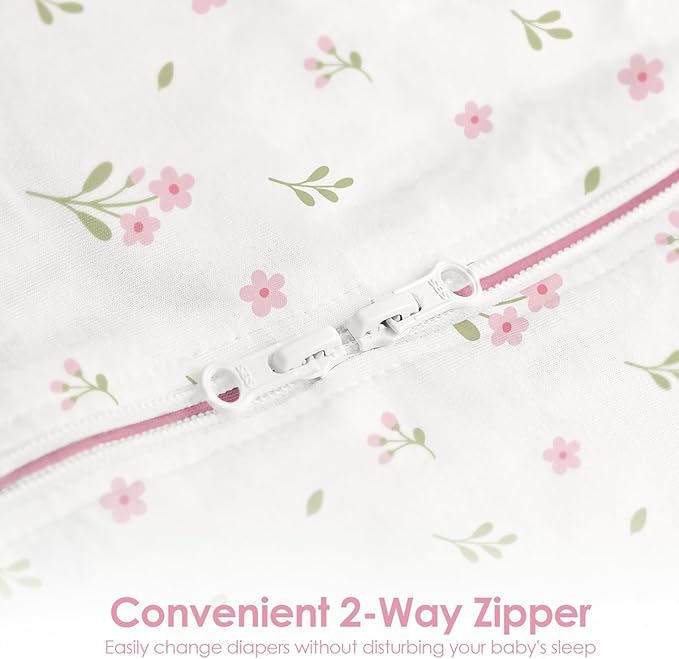 Baby Swaddle 0-2 Months, Cotton Arm-In Zipper Sleep Sack, Wearable Blankets Wrap for Newborn Infant Girls (Floral, Pack of 1)