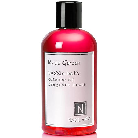 Rose Garden Bubble Bath by Nabila K - Essential Oils with Natural Ingredients for Sensitive Skin, Tear-Free, Gentle, Moisturizing - Luxury for Women & Men, 8 oz