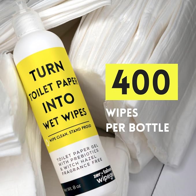 Turn Toilet Paper into Cooling Hemorrhoid Wipes with Witch Hazel Gel & Prebiotics | Soothing Witch Hazel Wipes Alternative for Daily Cleanse | Women, Men & Postpartum | Up to 400 Uses | Septic Safe