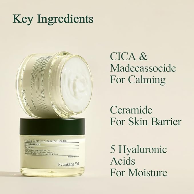 Pyunkang Yul PKY Calming Moisture Barrier Cream Instantly Soothes Sensitive Skin, Hyaluronic Acid & Ceramide for Hydration, Vegan, Korean Skincare (1.69 Fl. Oz, 50ml)
