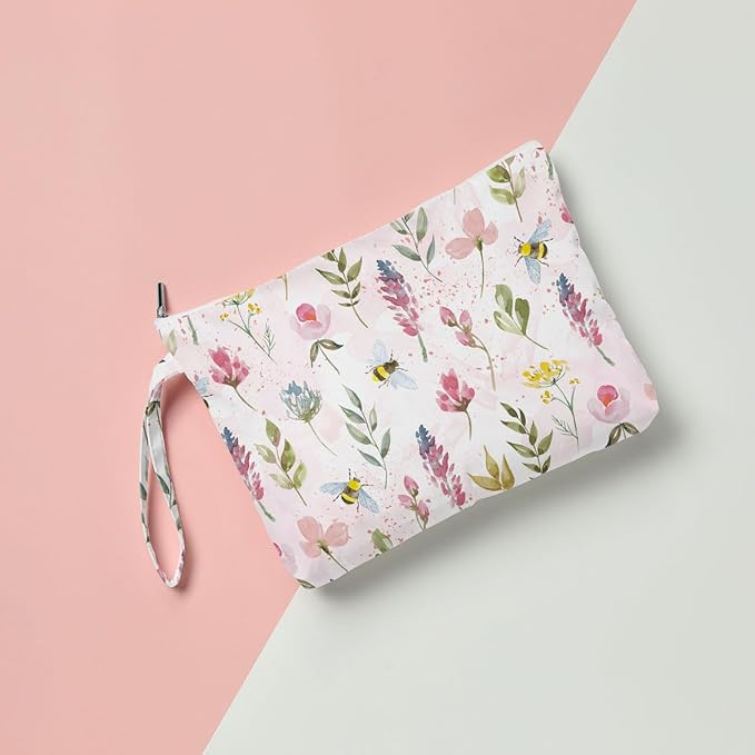 Fokongna Wet Bag, Wet Dry Bag, Makeup Bag, Toiletry Bag, Waterproof Large Capacity Travel Cosmetic Bag, Zipper Pouch for Women, Girls Mo Wife Sister Friends Baby Diaper Bag Bee Wildflower gifts