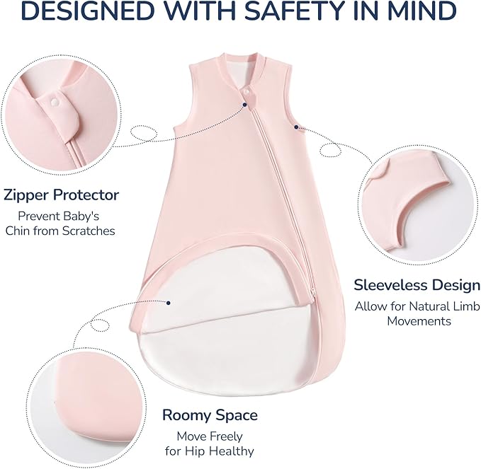 1.0 Tog 2.5 Tog Baby Sleep Sack, 100% Cotton Baby Sleeping Bag 3-24M, 2-Way Zipper Baby Wearable Blanket