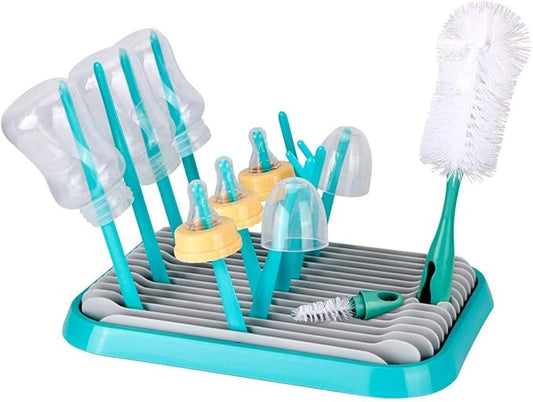 Baby Bottle Drying Rack with Bottle Cleaning Brush Set/Plastic Bag and Bottle Dryer - Drying Rack and The Planet Folds for Easy Storage