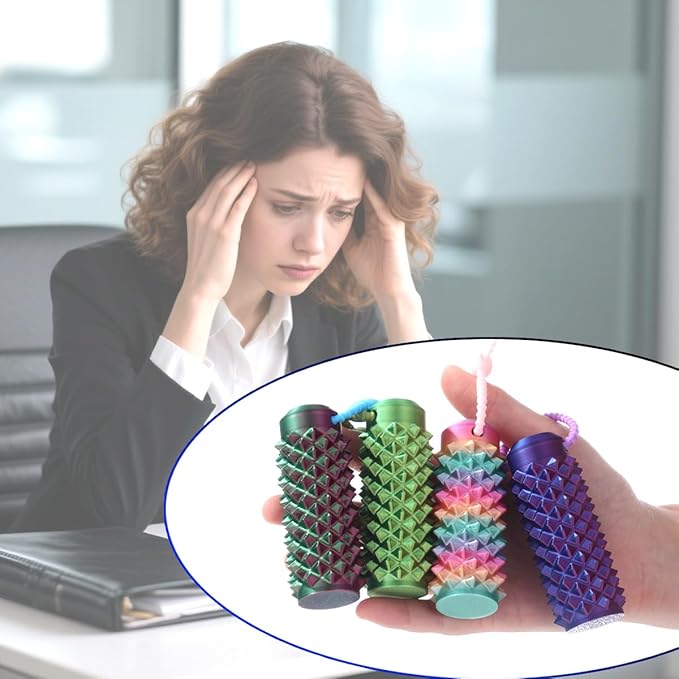 4PCS Little Ouchies Fidget Toys, 3D Printed Pain Stim Spiky Sensory Tools, Portable Pocket Grippie Keychain for Adults & Teens, Anxiety Relief, Stress Reduction, Focus Aid, Venting Novelty Gift