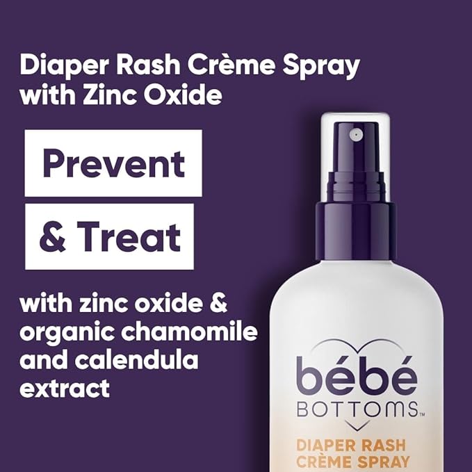 Bébé Bottoms Diaper Rash Cream Spray - Paraben, Dye & Fragrance Free, No-Rub Touch Free Application for Sensitive Skin - Quick Relief & Comfort (100 ml)