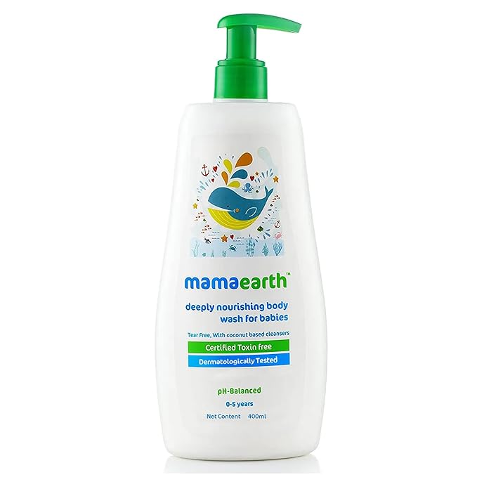 Mamaearth Deeply Nourishing Baby Body Wash | Tear Free Formula with Natural Cleansers | Hydrating Coconut & Jojoba Oil | Moisturizes Delicate Skin of Babies | 13.53 Fl Oz (400ml)