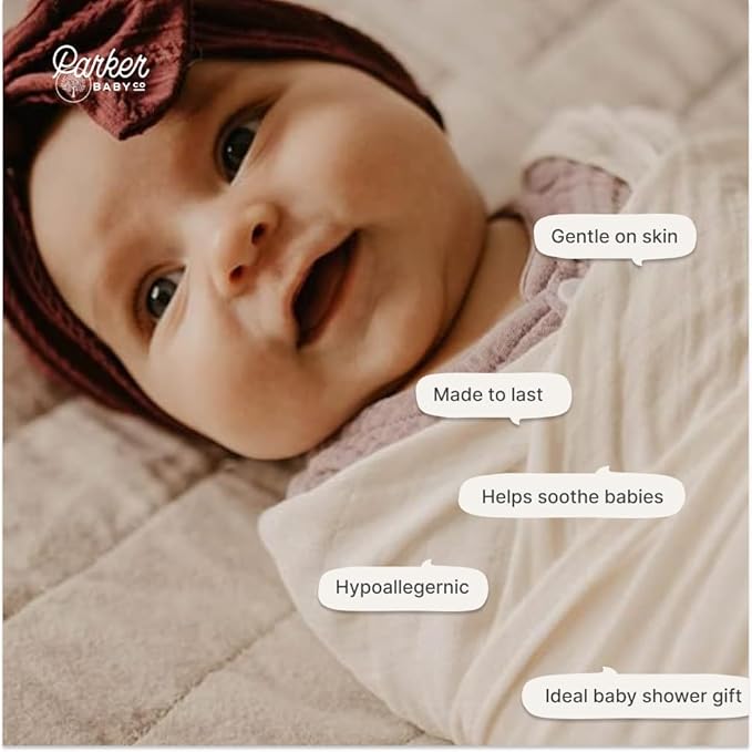 Parker Baby Co. Muslin Swaddle Blankets - Pack of 3 of 100% Cotton for Baby Girls - Rose Set