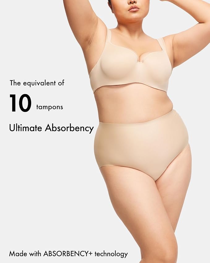 LEAKPROOF2.0 Seamless High Waist Ultimate Absorbency Period Underwear for Women Heavy Flow Holds 10 Tampons