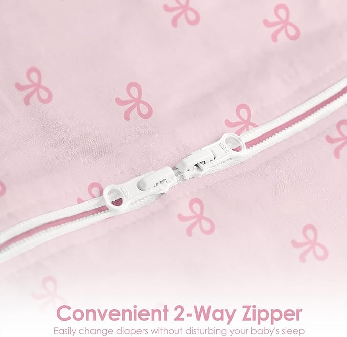 Baby Swaddle 0-2 Months, Cotton Arm-In Zipper Sleep Sack, Wearable Blankets Wrap for Newborn Infant Girls (Bow, Heart, Strawberry, Pack of 3)