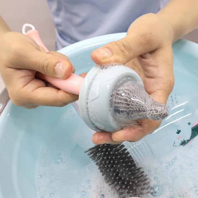 Silicone Cleaning Brush, 12" Long Handle Water Bottle Cleaner for Baby, Sports, Vase, Glassware, and Smaller Diameter Openings