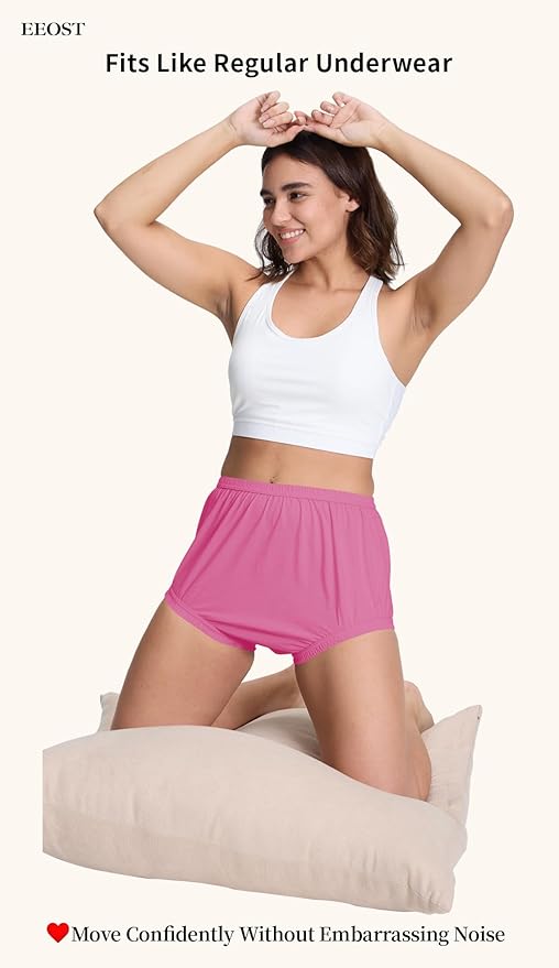 Women's Plastic Pants for Adult Diapers Incontinence Waterproof Cloth Diaper Cover Leakproof Rubber Underwear Alternative (Pink, 2XL)