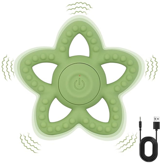 Vibrating Sensory Chew Toy,Teething Stars Support Autism &Toddler Travel Essentials,Gifts Idea for Babies 6-18 Months (Green)