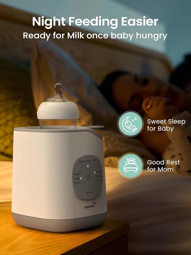 Grownsy Bottle Warmer, Baby Bottle Warmer Fast for Breastmilk & Formula, Accurate Temperature Control, Milk Warmer for All Bottles with Thaw, Sterilizing, Keep Warm, Heat Food