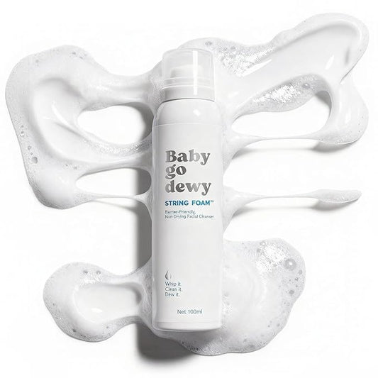 Baby Go Dewy STRING FOAM Barrier Friendly Non-Drying Facial Cleanser with APG & Plant-Powered Ingredients, Foaming Facial Cleanser Fragrance Free Sensitive Skin Friendly