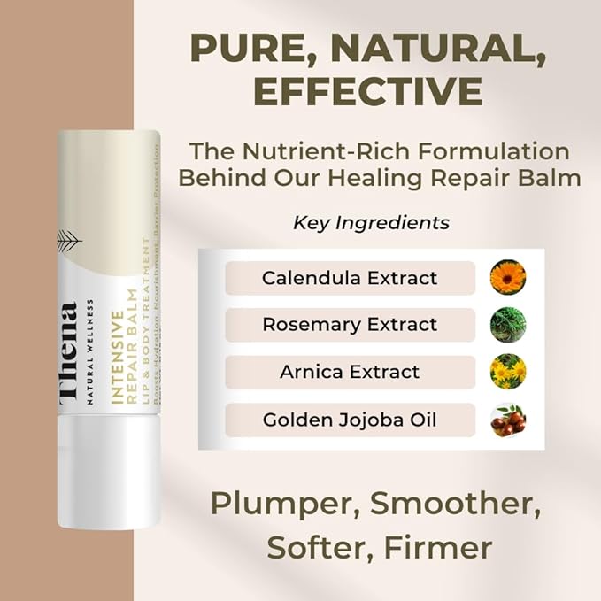 Organic Lip Treatment Balm Ultra Hydrating & Nourishing Care for Dry, Chapped, Cracked Lips & Skin, Visibly Smooths Wrinkles & Fine Lines, Natural Skin Care, 3 Pack Gift Set, Women & Men