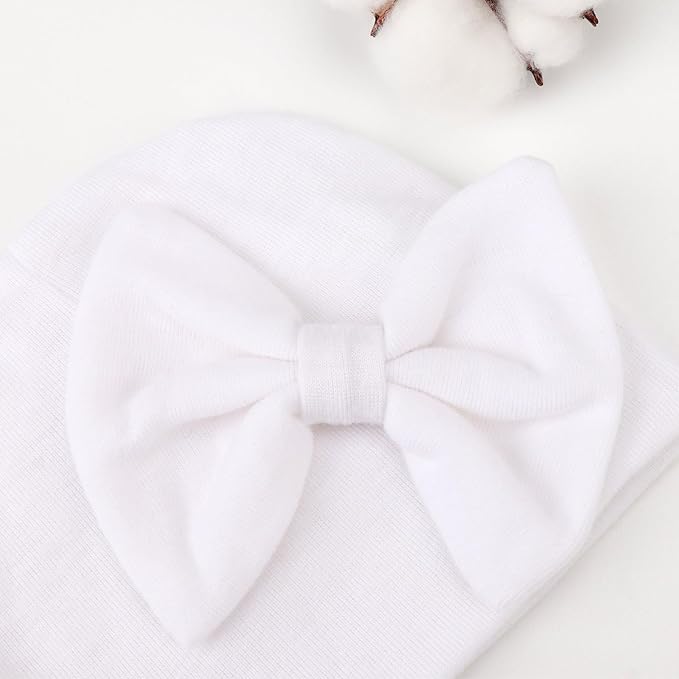 Newborn Baby Hats and Mittens Set Infant Bow Beanie Cap Toddler Gloves Newborn Hospital Hats for Baby Boy Girl 0-6 Months