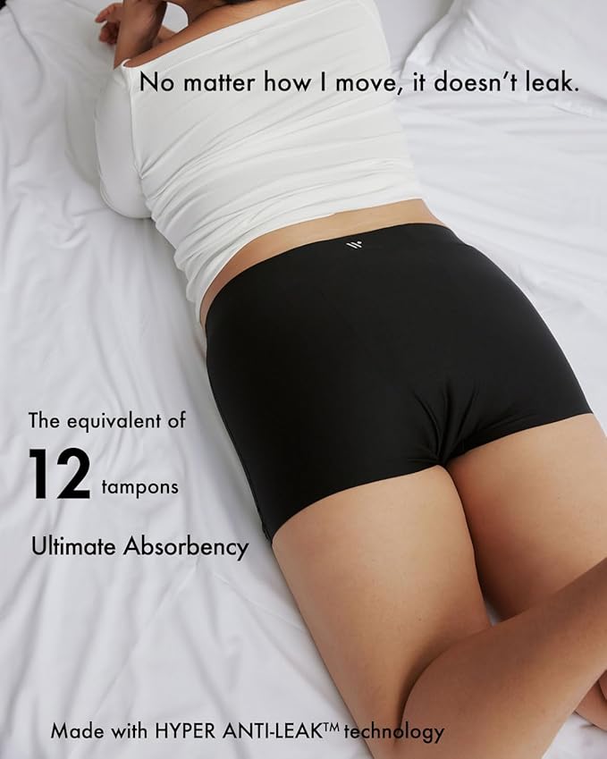 Leakproof 2.0 Seamless Boyshort Period Underwear for Women Holds 12 Tampons|Overnight Period Shorts Heavy Flow|Postpartum|Bladder Leak(S/M)
