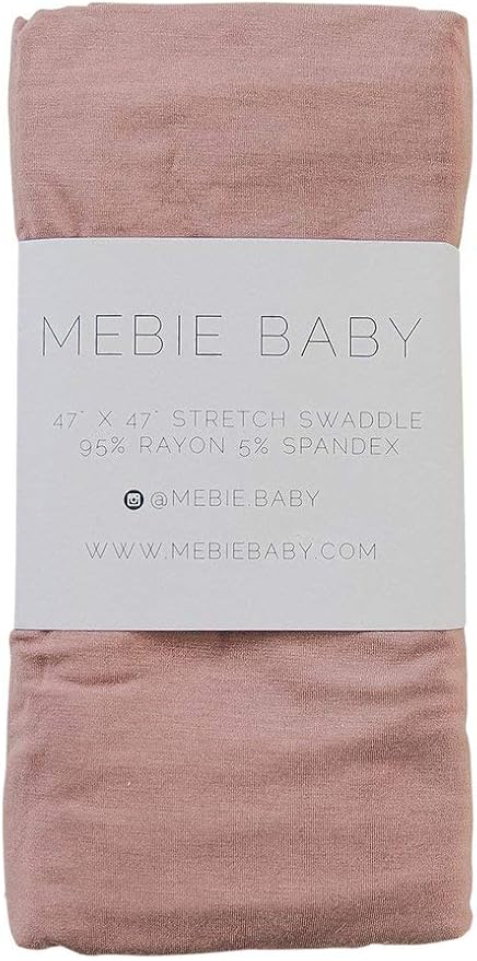 Mebie Baby Dusty Rose Stretch Swaddle, Modern and Neutral Swaddle Blanket for Baby Girl, Soft Baby Blankets, Newborn Swaddle Blanket, 0-3 Month, Comfy Wrap, Baby Essentials & Gifts (47" x 47")
