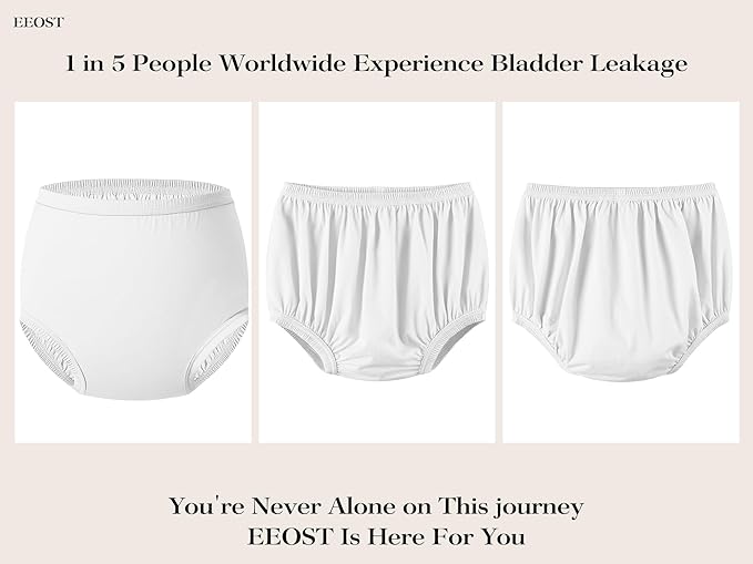 Adult Diaper Cover for Incontinence Noiseless Leak-Protection Underwear Plastic Pants Over Diapers Waterproof Rubber Pants (White, 5XL)