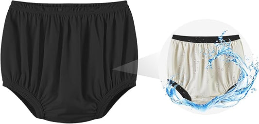 Adult Diaper Cover for Incontinence Noiseless Leak-Protection Underwear Plastic Pants Over Diapers Waterproof Rubber Pants (Black, 4XL(Men Size))