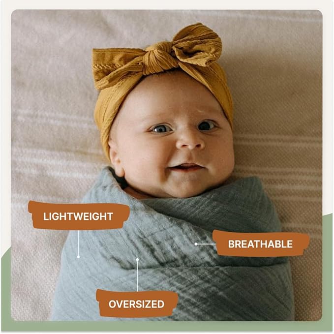 Parker Baby Co. Swaddle Blankets - Pack of 3 of 100% Cotton Muslin Swaddle Blankets for Baby Boys and Girls - Unisex/Gender Neutral - Dune Set