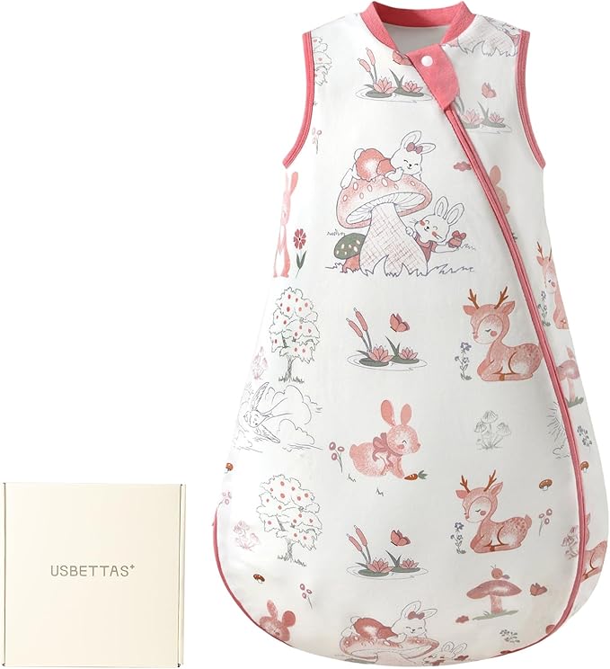 1.0 Tog 2.5 Tog Baby Sleep Sack, 100% Cotton Baby Sleeping Bag 3-24M, 2-Way Zipper Baby Wearable Blanket