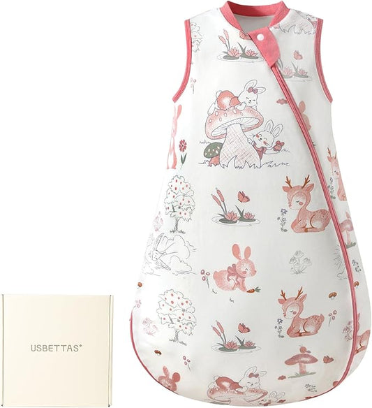 1.0 Tog 2.5 Tog Baby Sleep Sack, 100% Cotton Baby Sleeping Bag 3-24M, 2-Way Zipper Baby Wearable Blanket