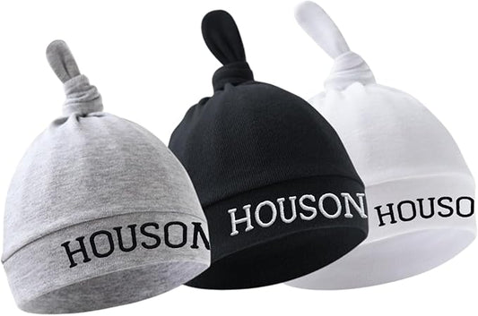 Personalized Newborn Hospital Baby Newborn Hats 3PC Set Knot Beanie Hats Soft for Infant Baby Girls Boys Caps 0-6 Months