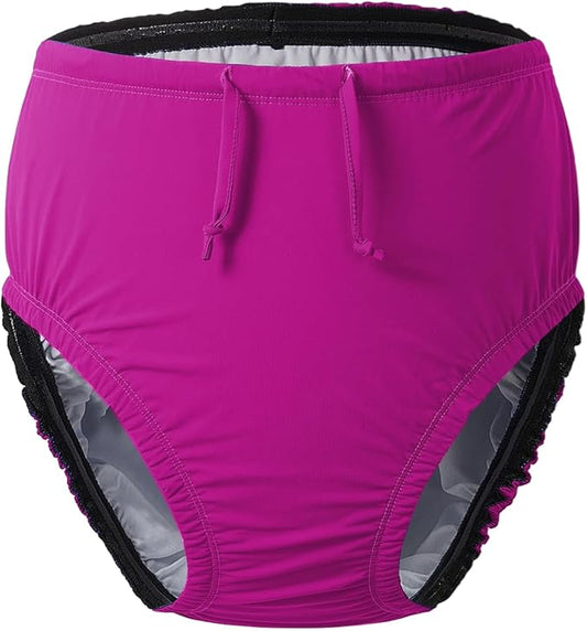 Youth Special Needs Reusable Swim Diapers Swimwear for Incontinence Cloth Diaper Covers Waterproof,Leakproof, Unisex (Pink, 3-4T)