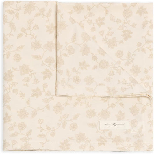 Colored Organics Baby Organic Cotton Swaddle - Infant Receiving Blanket - Aria Floral/Beige