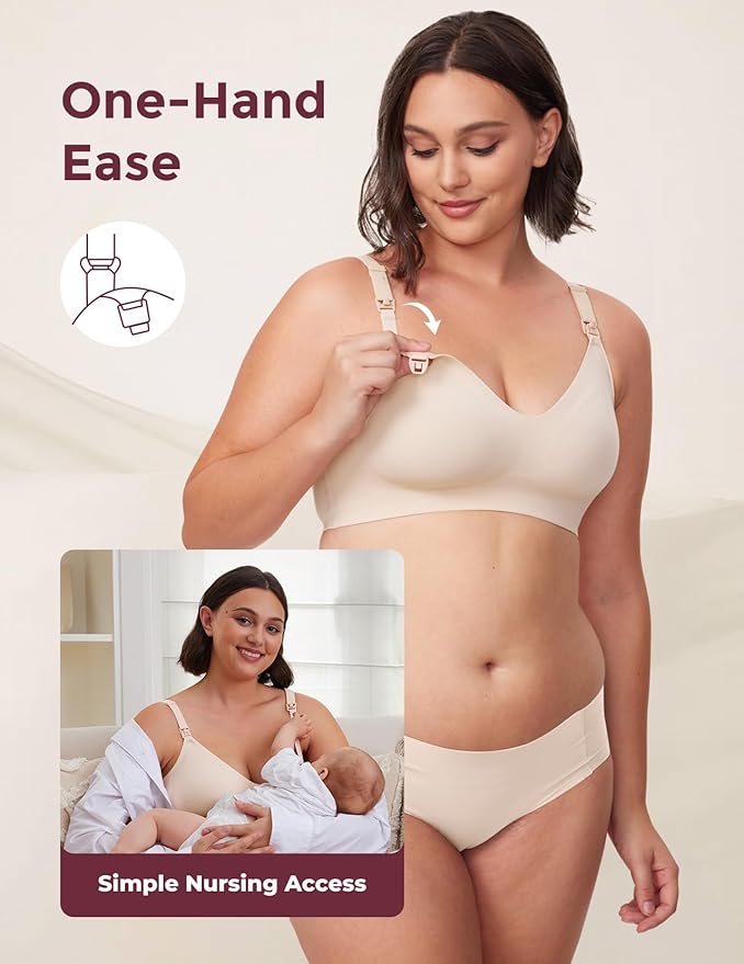 Momcozy Nursing Bras for Breastfeeding, YN21 Seamless Ultra Comfort Maternity Bra, Natural Shape, Pregnancy Sleep Bralette