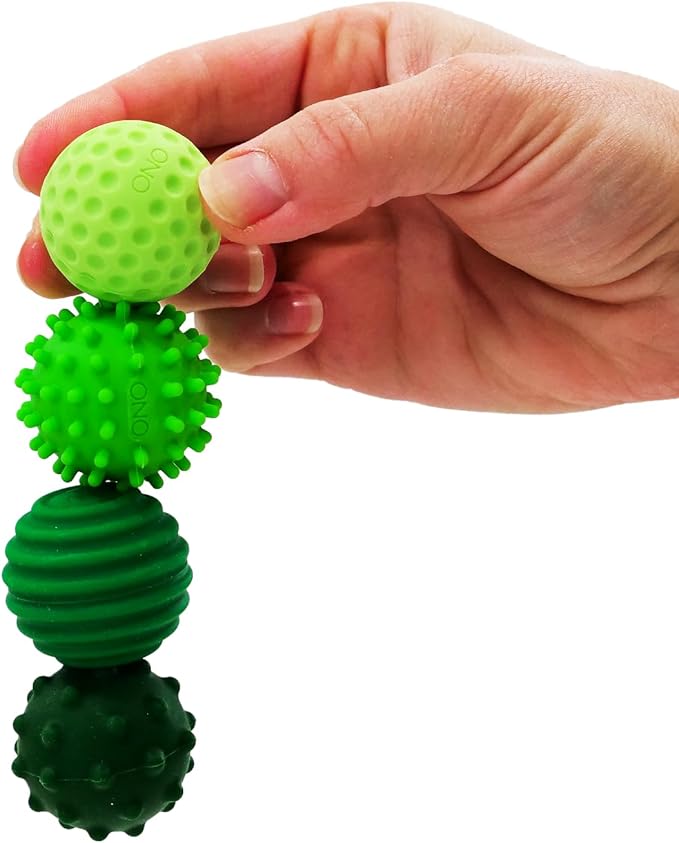 ONO Signets – Silicone Magnetic Balls with Textured Dimples, Bumps, and Waves | Fun to Play with Fidget Toy for Adults | Help Relieve Stress, Anxiety, Tension (Emerald, Set of 4)