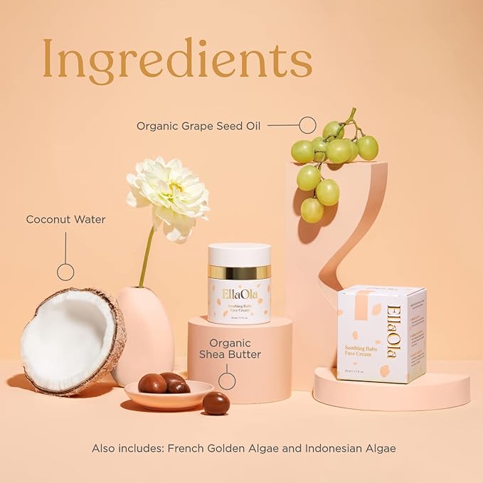 ELLAOLA 96 Hour Deep Moisturizing Baby Face Cream for Dry, Eczema Prone & Sensitive Skin - Daily Organic Face Lotion Nourishes & Hydrates, Fragrance Free | 1.7 fl. oz.