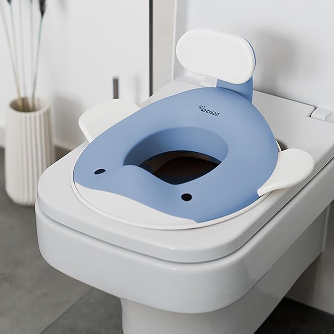 Kindsgut Potty Training Seat in whale design, designed in Germany, suitable for all toilet shapes non-slip toilet seat, Pigeon Blue
